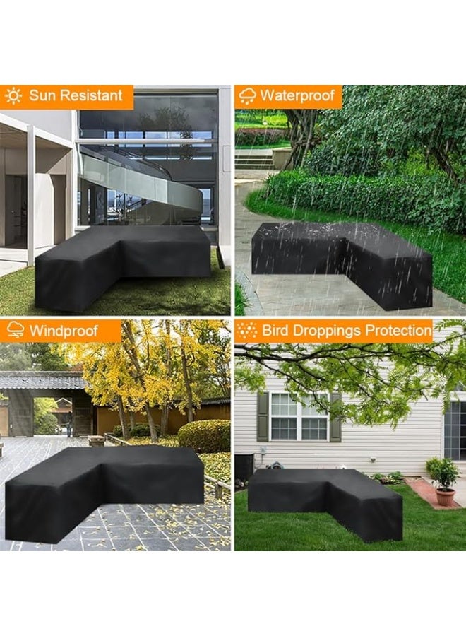 Patio Sofa Cover V-Shaped Furniture Set Covers Waterproof Sectional Sofa Set Protector UV Resistant Dustproof Couch Protective Covers for Outdoor Lawn Garden Seating 300 cm x 300 cm x 78 cm - Image 5